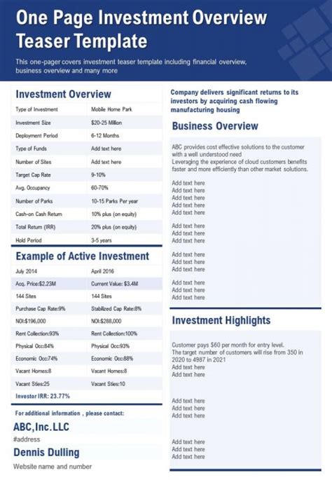 Investor Overview .